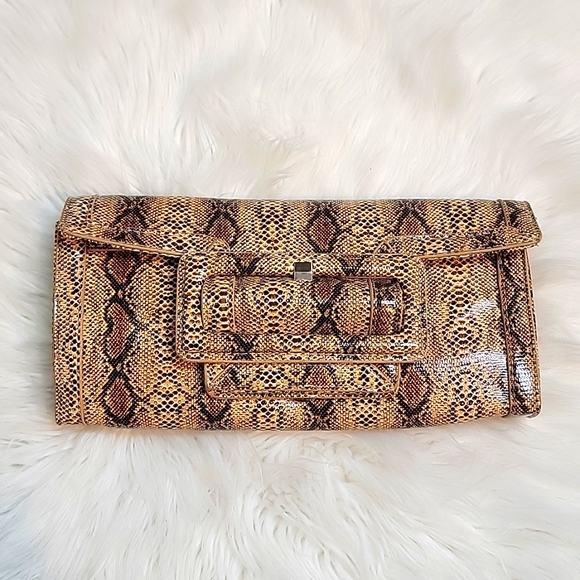 VTG  | Sondra Robert's Snakeskin Print Clutch Handbag - Picture 2 of 16